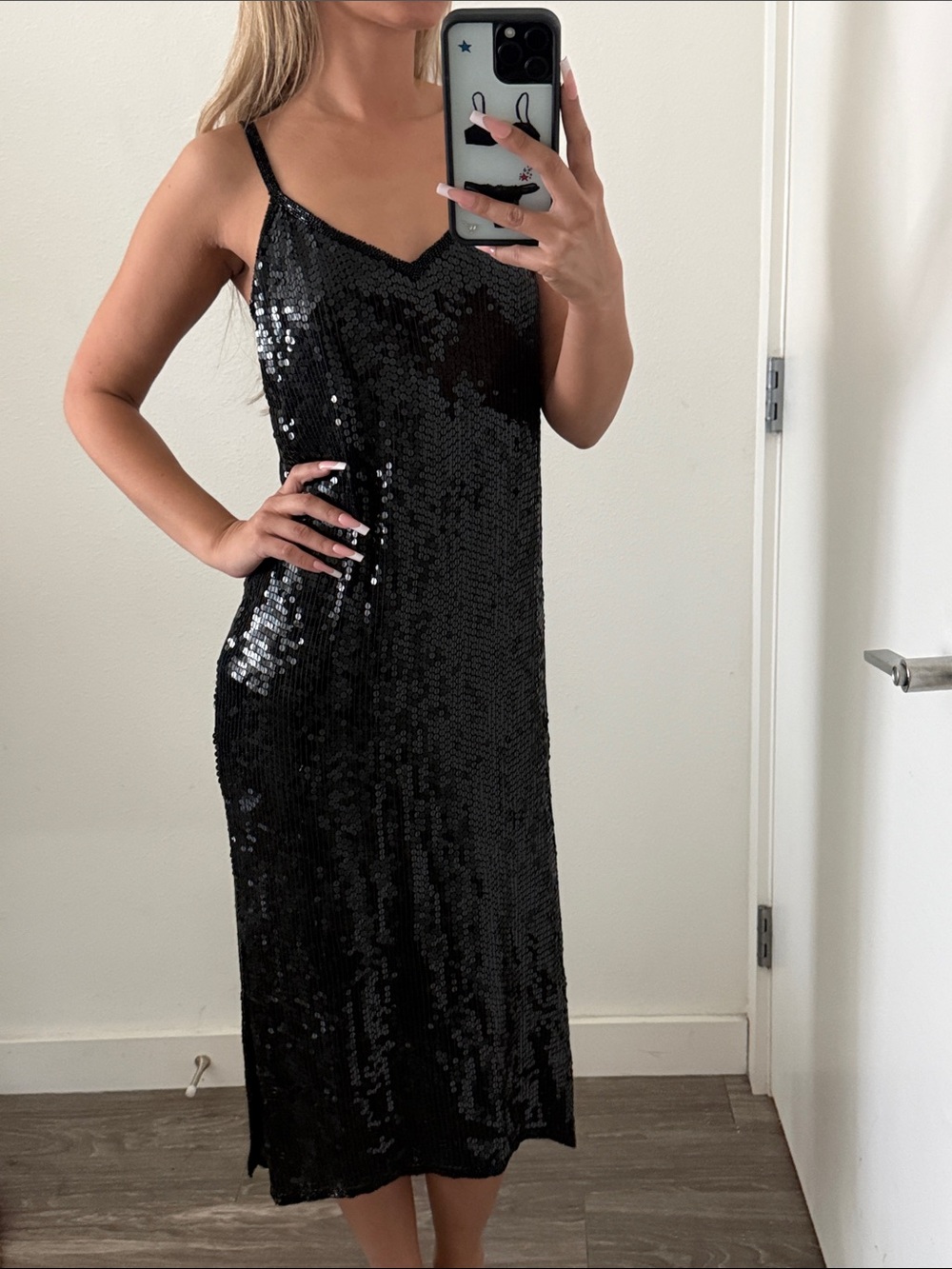 Vintage 1980s 100% Silk Indian Black Sequin Slip Dress - Elegant Evening Dress